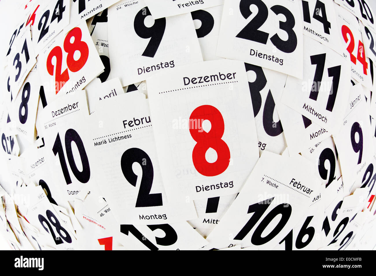 Il ragged giorni di calendario. Passato alla fine dell'anno Foto Stock