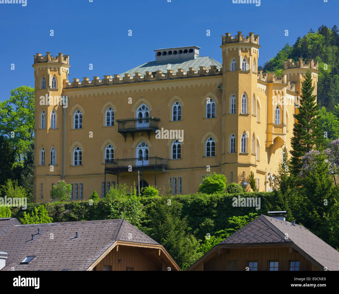 Il Castello di Huettenstein nella luce del sole, Winkl, Salzkammergut, Salisburgo, Austria, Europa Foto Stock