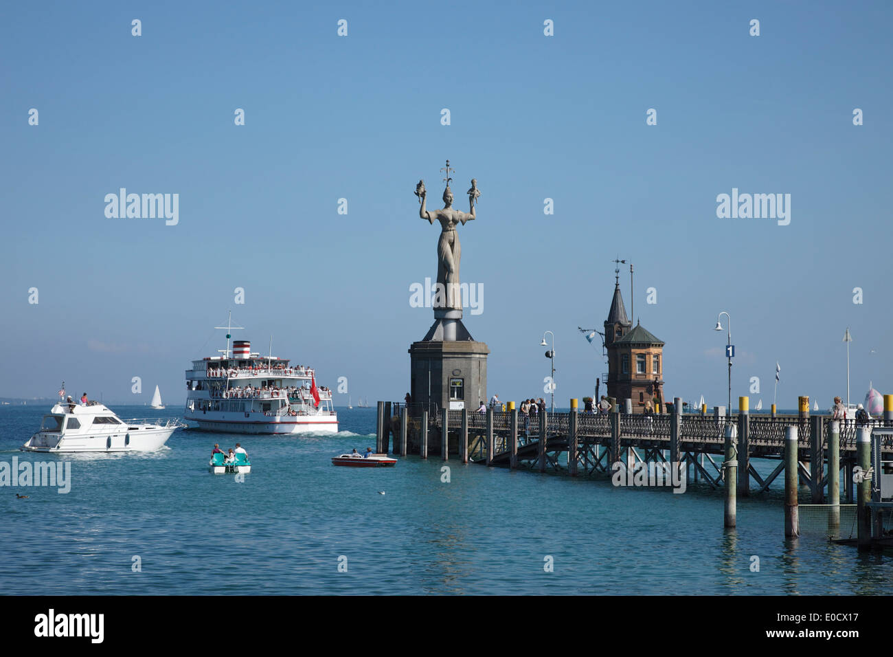 Imperia, Peter Lenk, xv secolo, porto di Costanza, il lago di Costanza, Baden-Württemberg, Germania Foto Stock