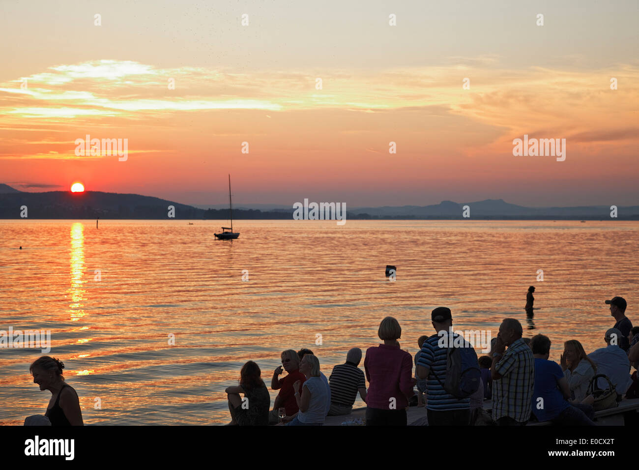 Camping Sandseele, Reichenau, Lago di Costanza, Baden-Württemberg, Germania Foto Stock