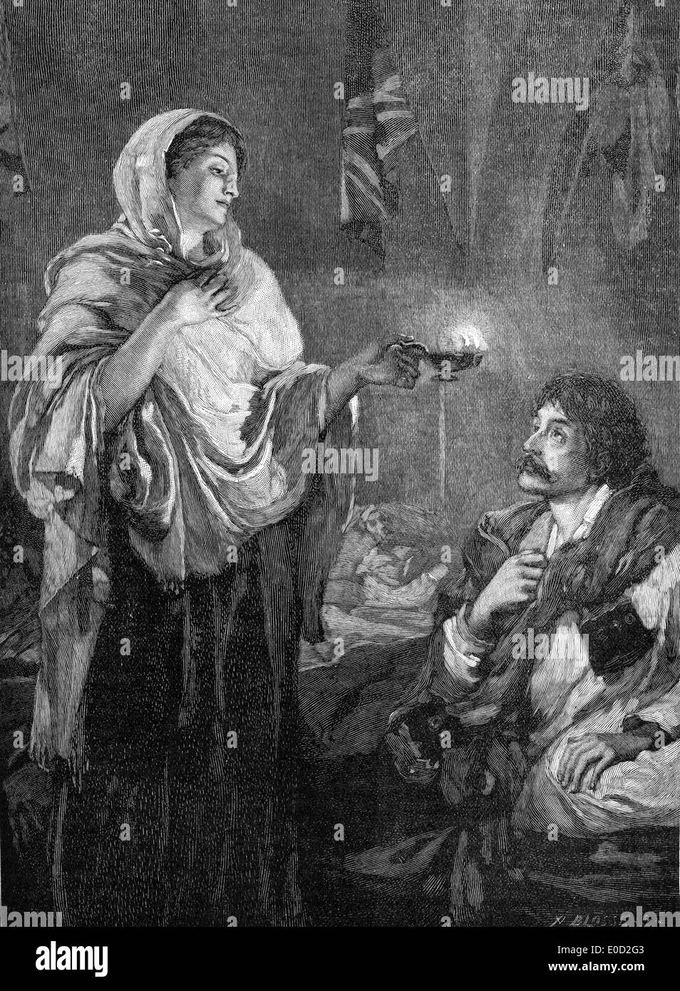 Florence Nightingale, 1820 - 1910, Inglese fondatore della moderna assistenza infermieristica, presso l'ospedale militare Selimiye caserme e la guerra in Crimea Foto Stock
