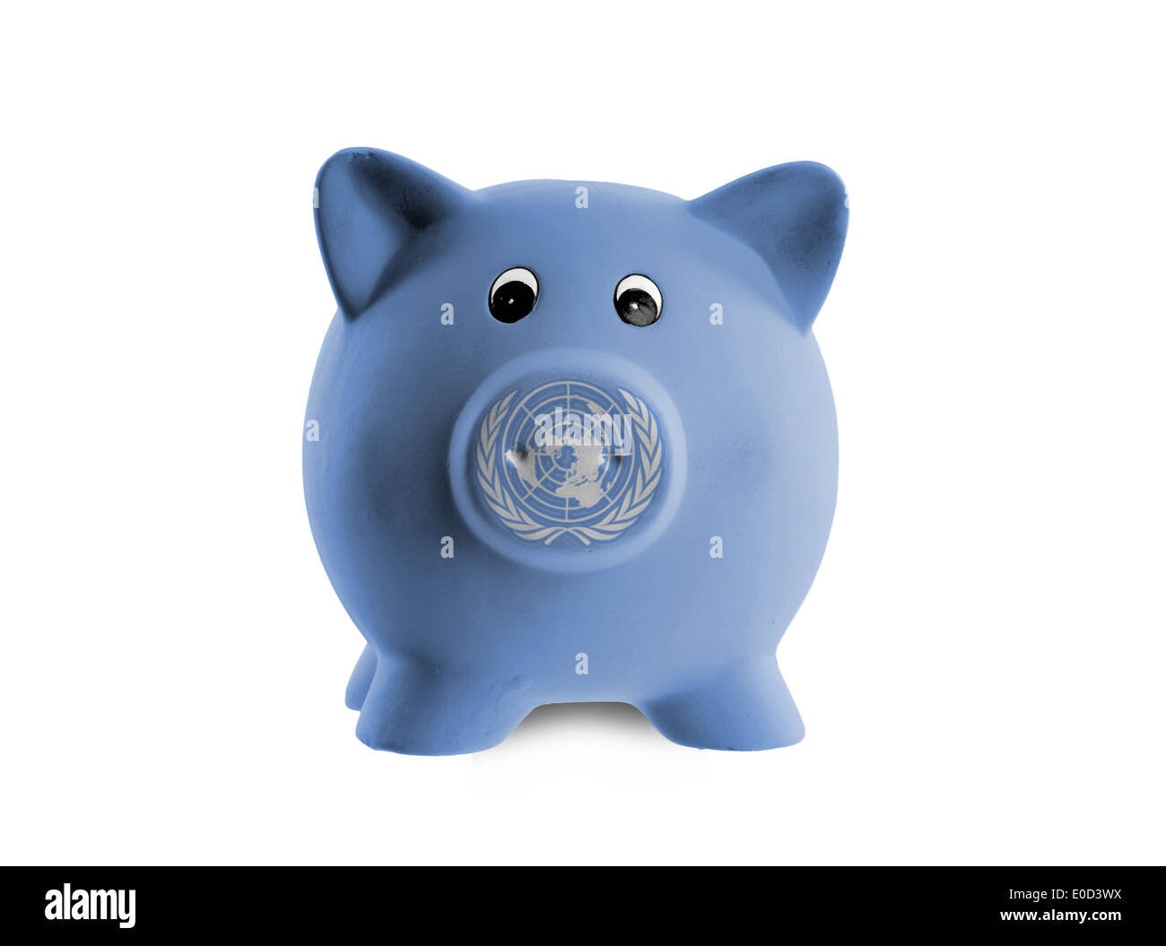 Ceramica salvadanaio con la pittura di bandiera nazionale delle Nazioni Unite Foto Stock