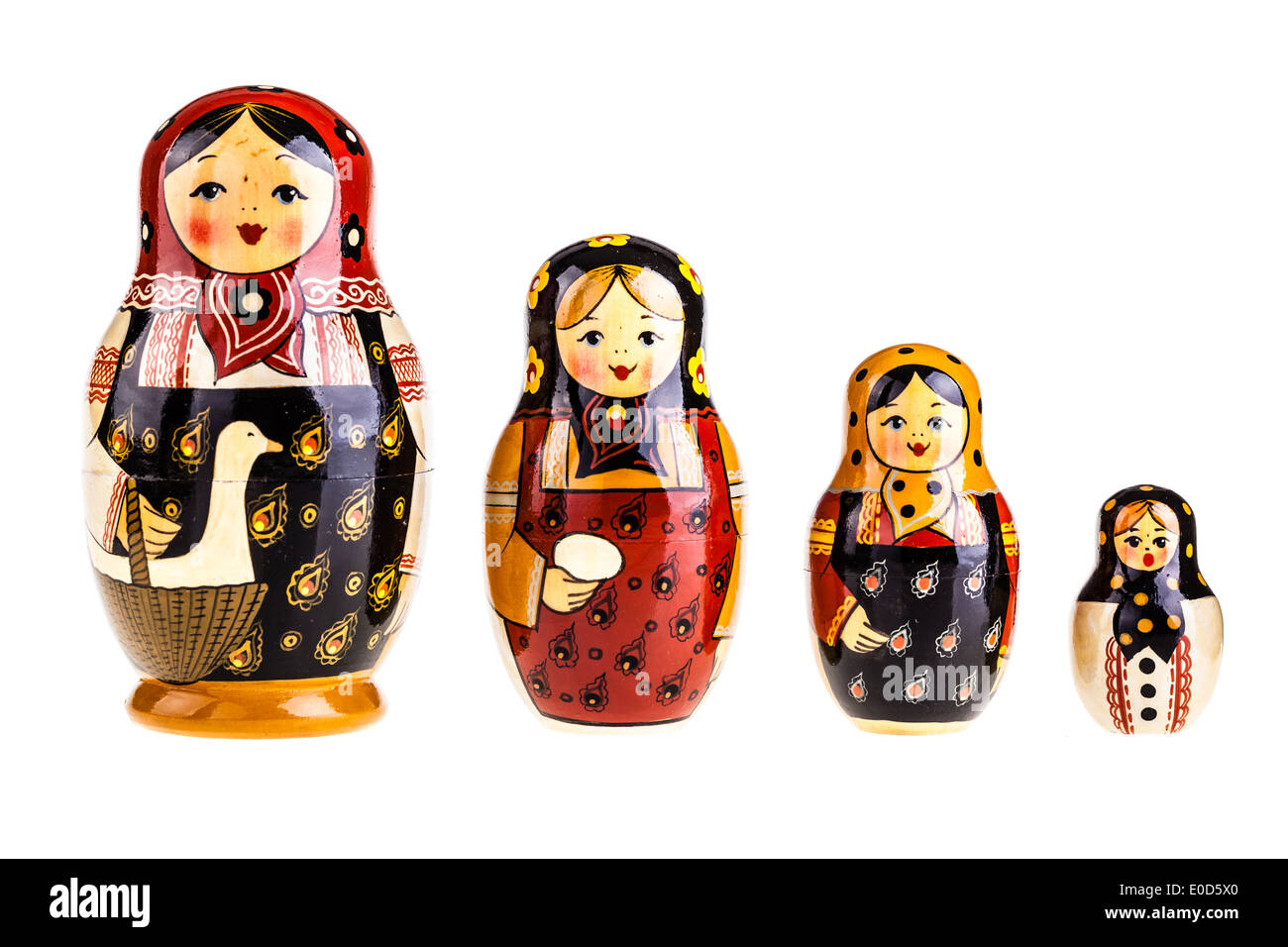 Bambola matrioska set isolato su uno sfondo bianco Foto Stock