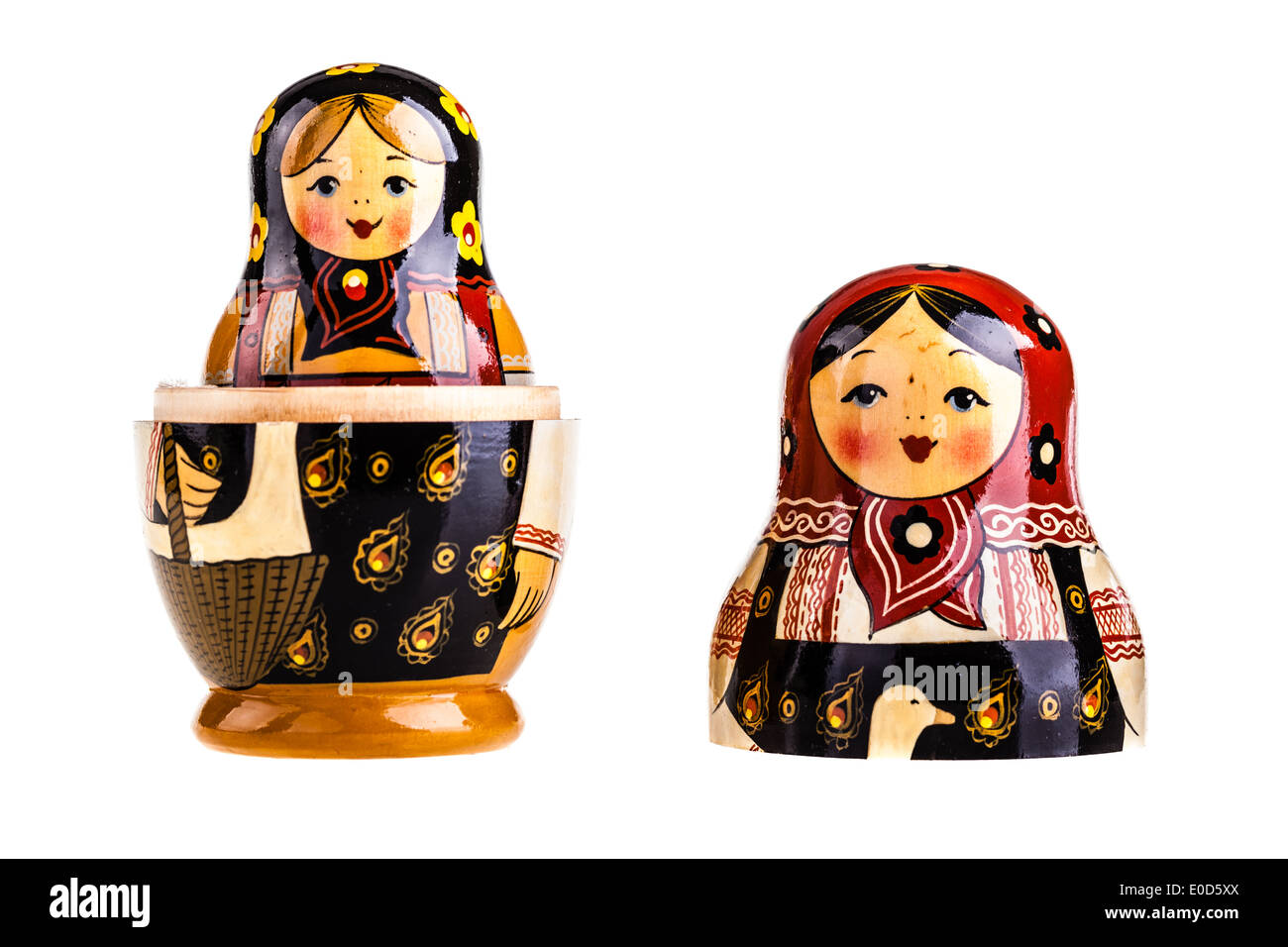 Bambola matrioska set isolato su uno sfondo bianco Foto Stock