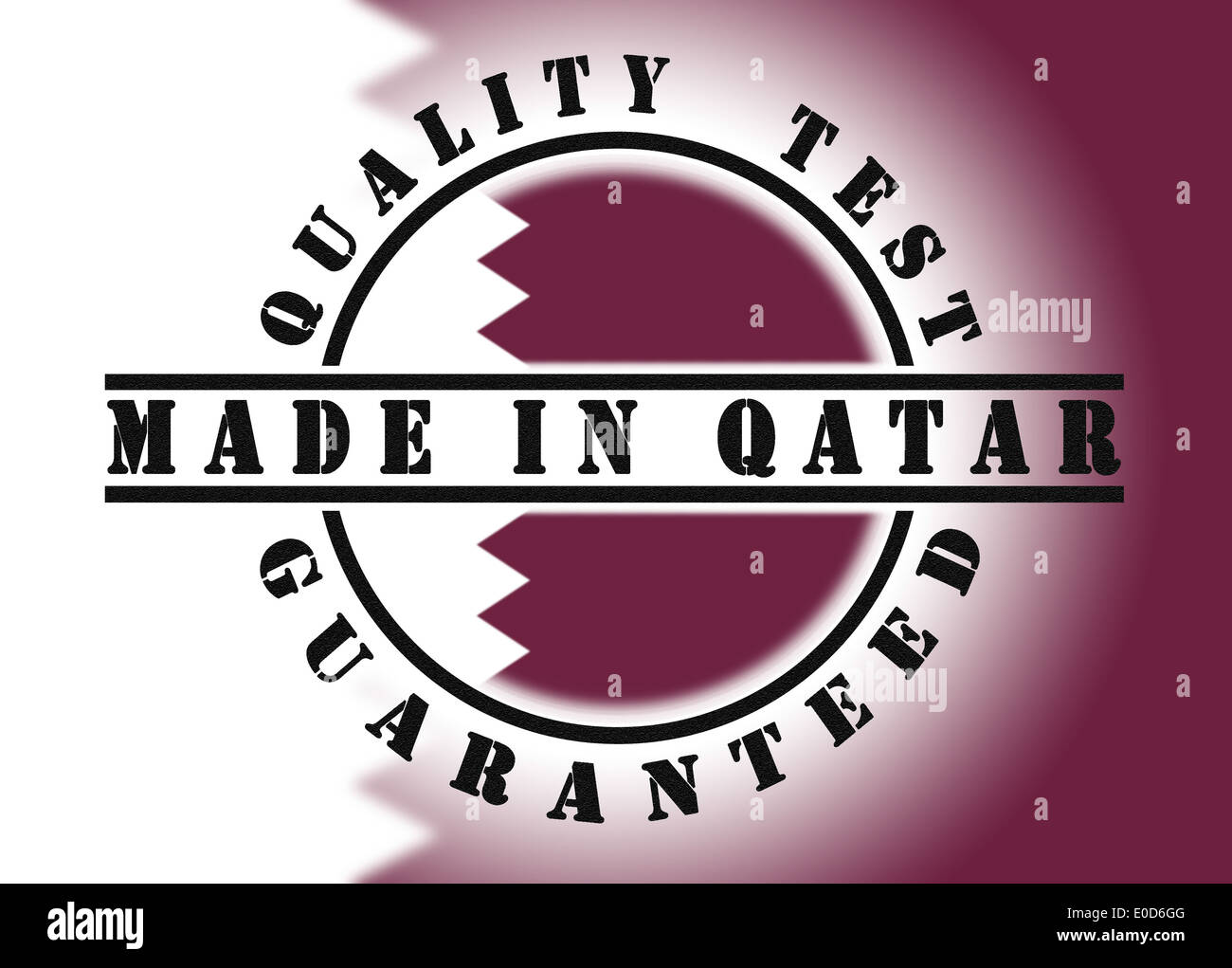 Test di qualità garantita timbro con una bandiera nazionale all'interno del Qatar Foto Stock