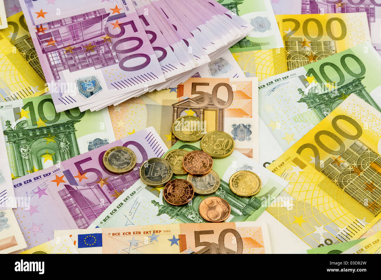 Euro, denaro, valuta, nota, note, bollette, contanti Foto Stock