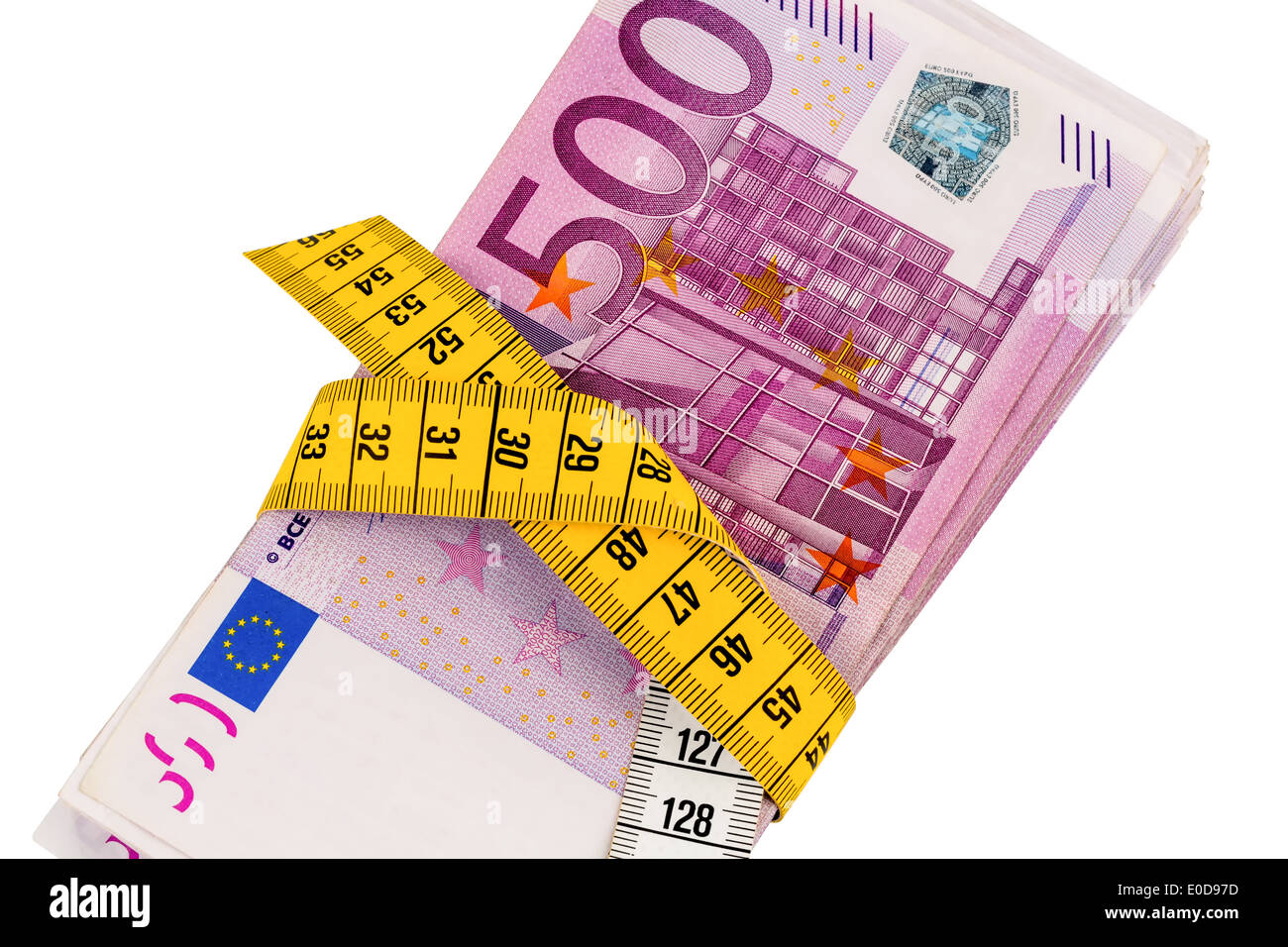 Banconote e nastro di misurazione, foto simbolico per misure di risparmio e di consolidamento del bilancio e del controllo, Geldscheine und Bandm Foto Stock Banconote e nastro di misurazione, foto simbolico per misure di risparmio e di consolidamento del bilancio e del controllo, Geldscheine und Bandm Foto Stock