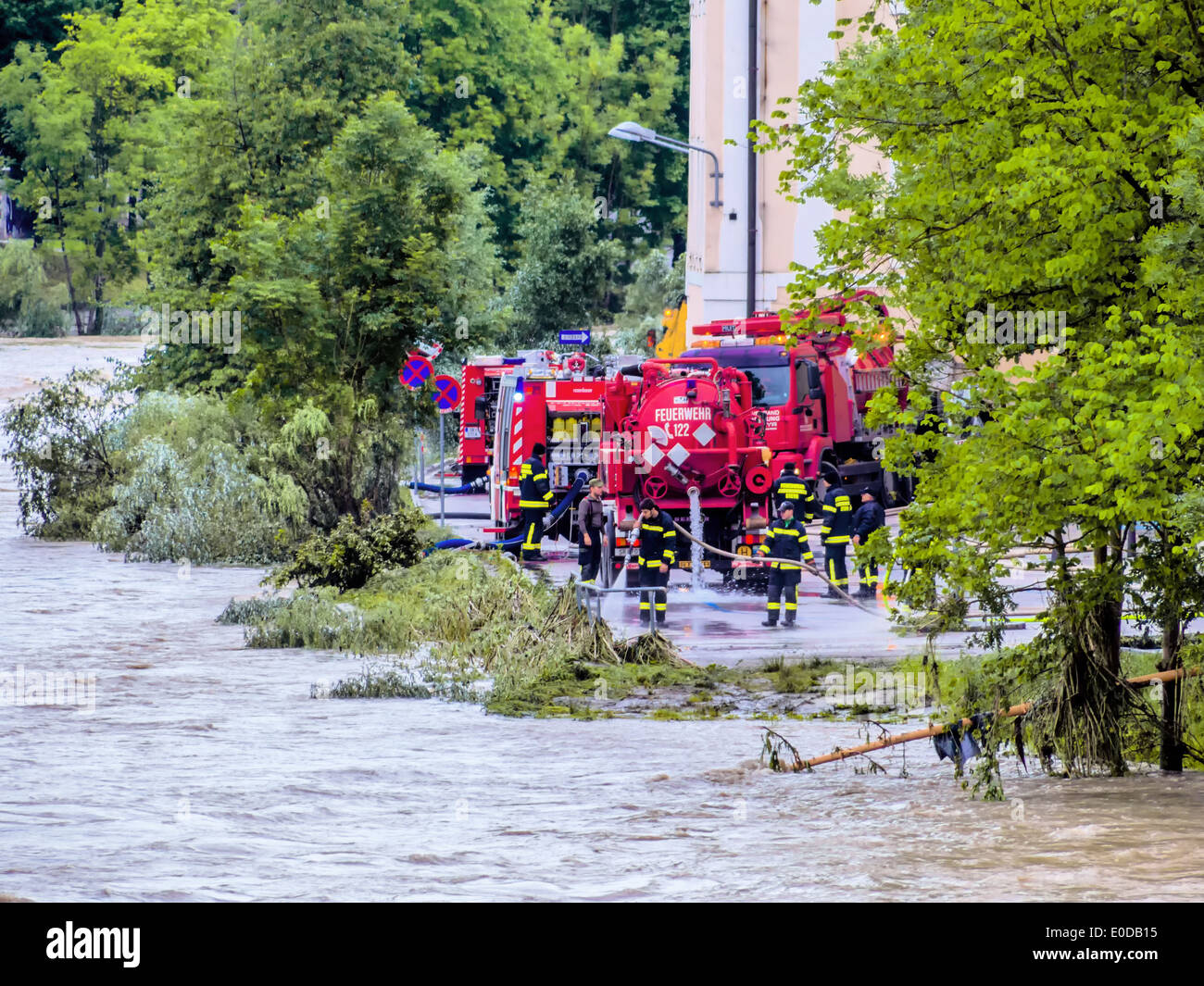 L'acqua alta in 2013 a Steyr, ? Sterreich. ? ? ? Berflutungen e ? ? ? Berschwemmungen, Hochwasser 2013 a Steyr, ÷sterreich. "B Foto Stock