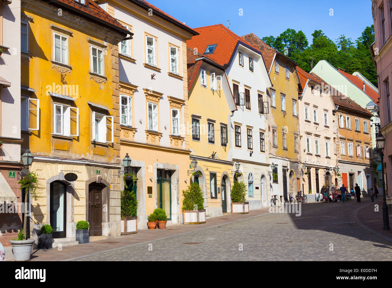 Vecchie case di Lubiana, Slovenia, l'Europa. Foto Stock