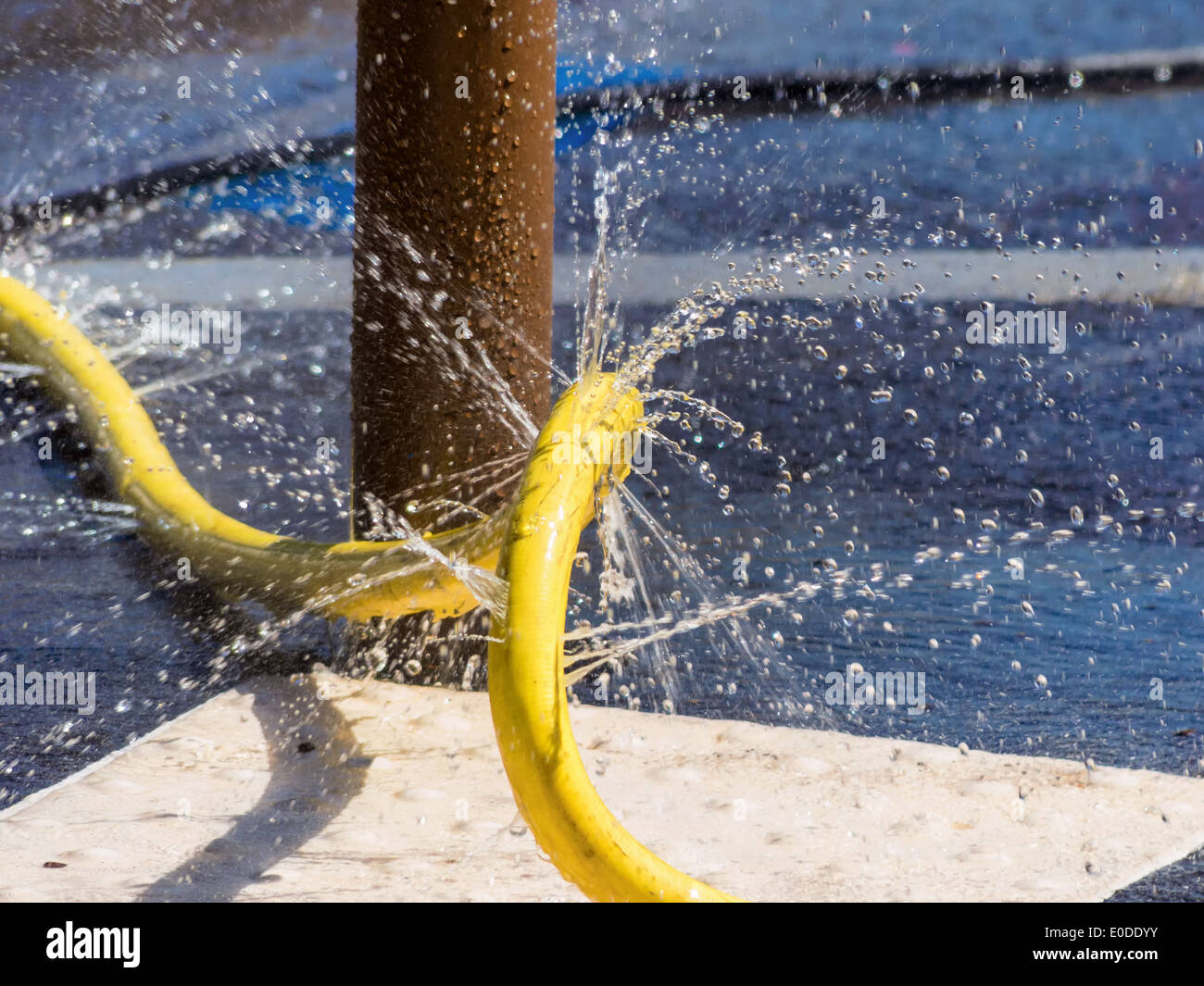 Metodo di irrigazione e tubo difettoso, foto simbolico per problemi, guasti, errori, Bewaesserungsmethode und defekter Schla Foto Stock