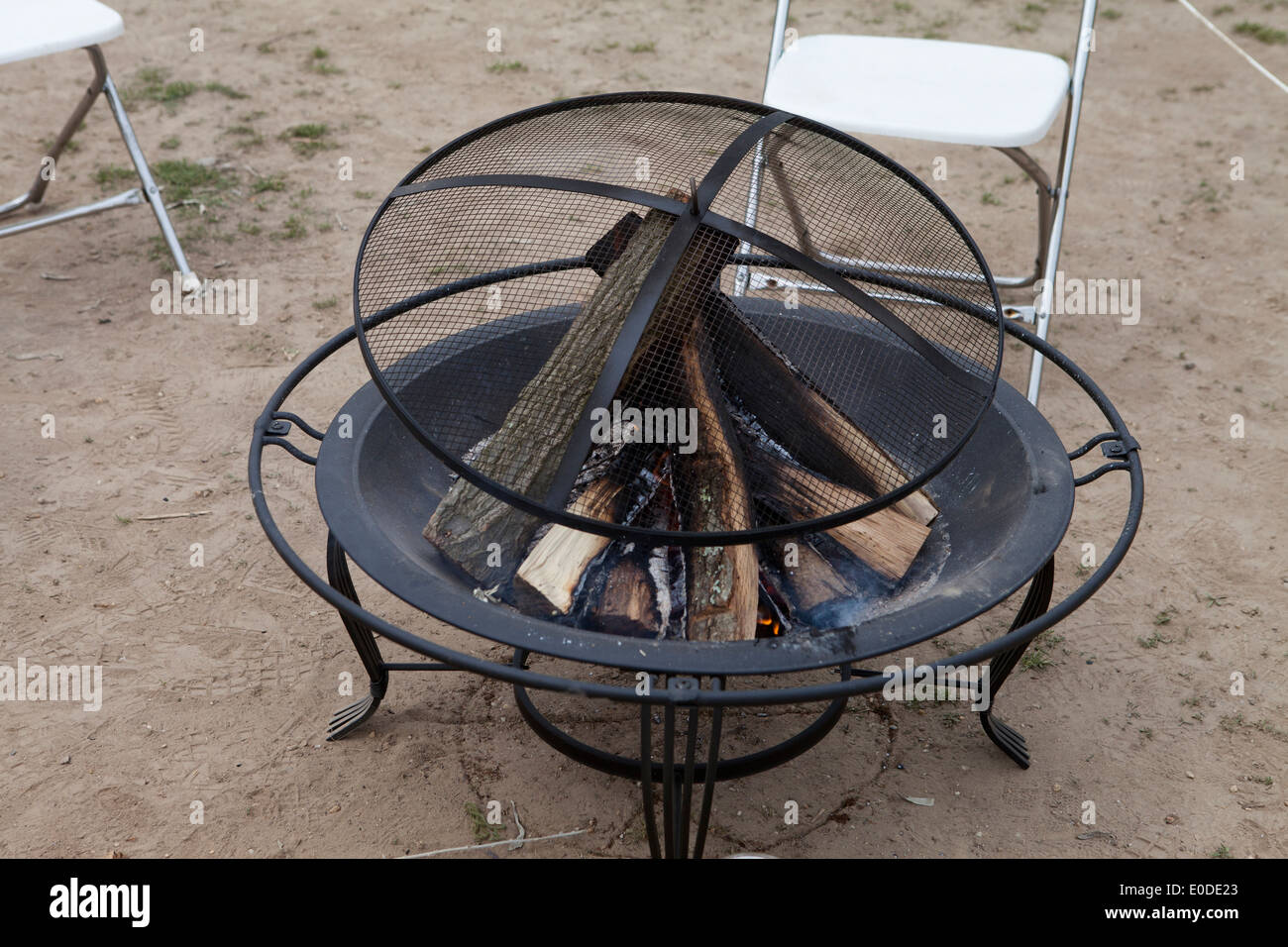 Portable outdoor fire pit Foto Stock