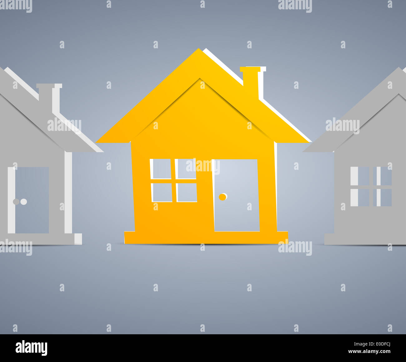 Illustrazione della casa arancione. Sfondo astratto Foto Stock
