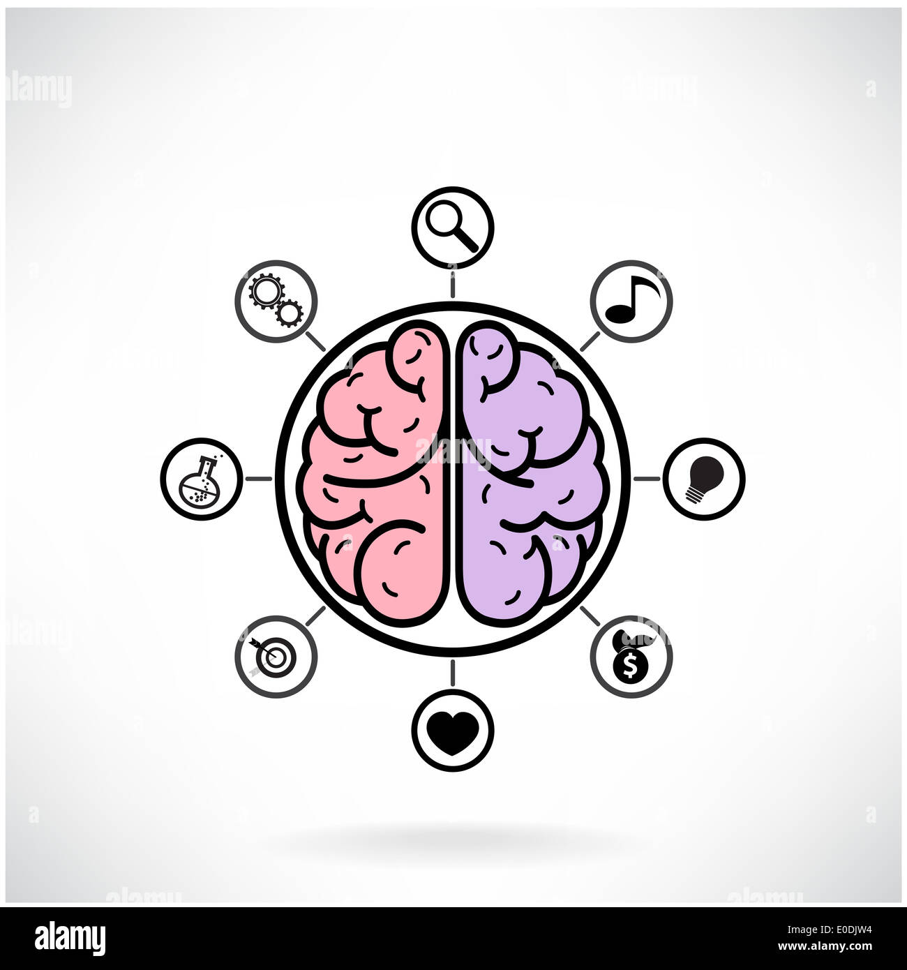 Concetto di funzione cerebrale per l'educazione e la scienza,segno aziendale . Foto Stock