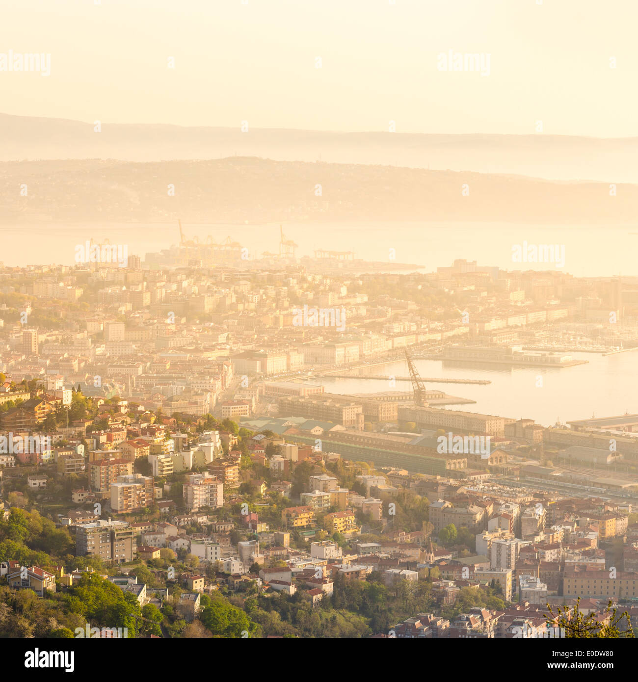 Vista aerea di Trieste, Italia. Foto Stock