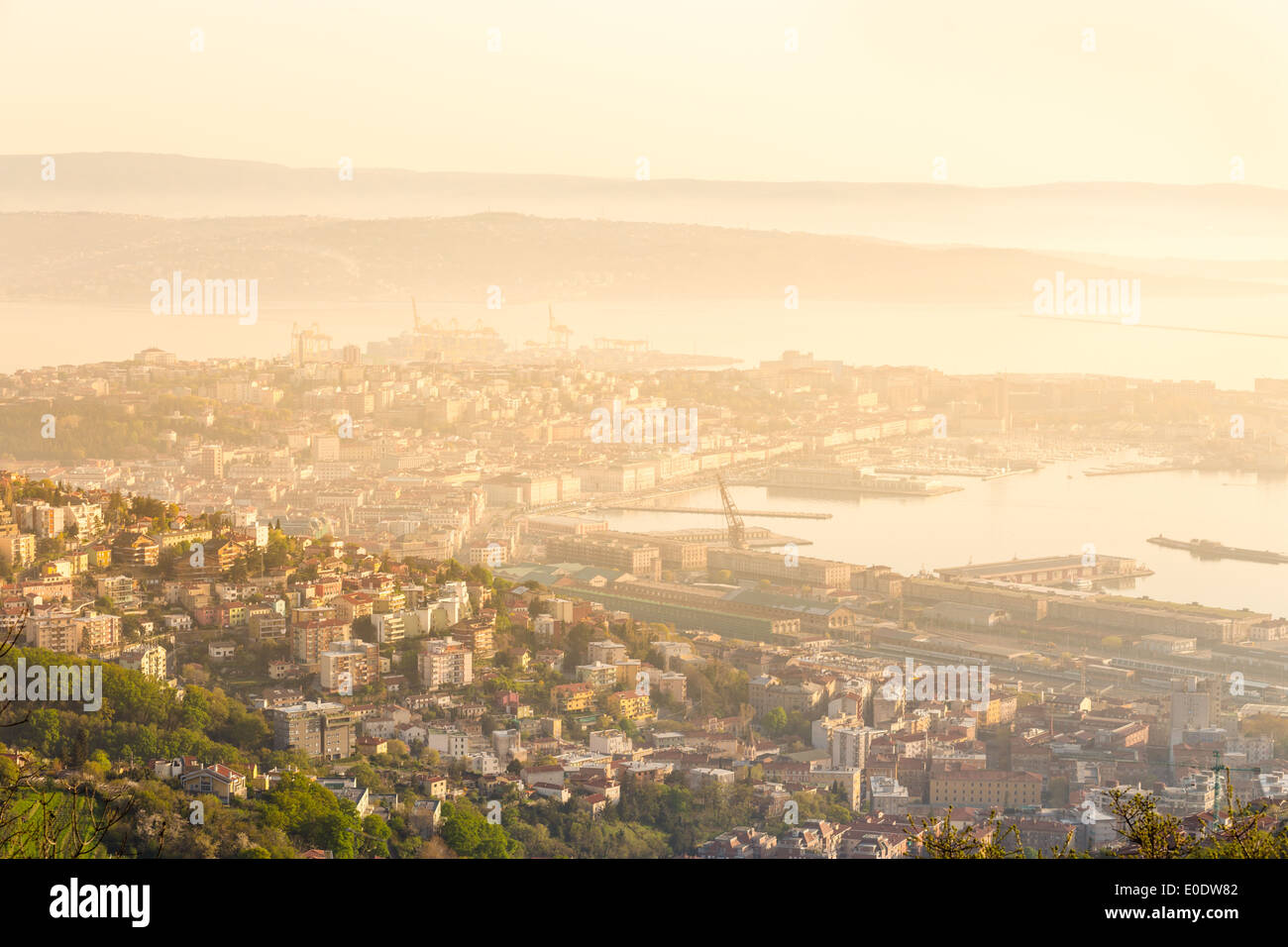 Vista aerea di Trieste, Italia. Foto Stock