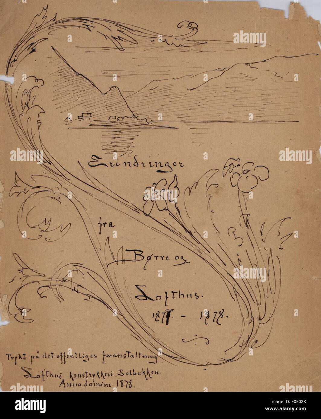 Questa immagine è tratta dal libro "Erindringer fra Børve og Lofthus" (memorie di Børve e Lofthus) che copre gli anni 1877-1878. L'opera storica cattura la vita rurale della Norvegia durante la fine del XIX secolo. Foto Stock