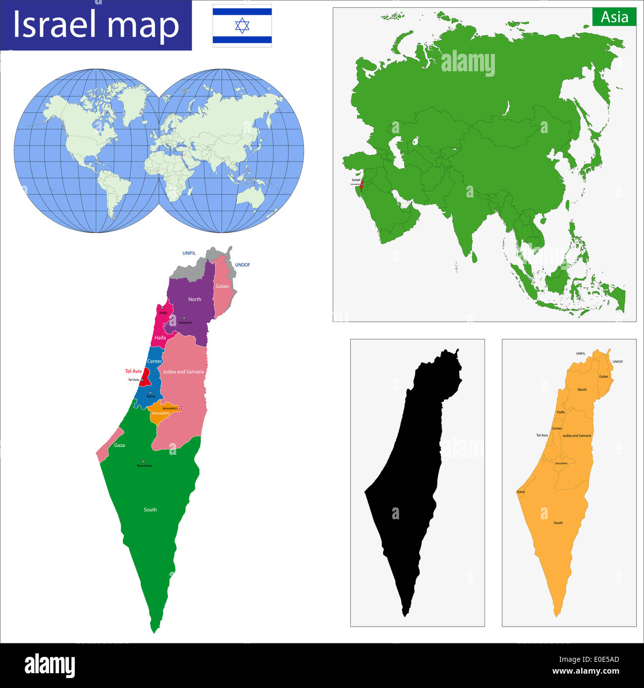 Mappa di divisioni amministrative di Israele Foto Stock
