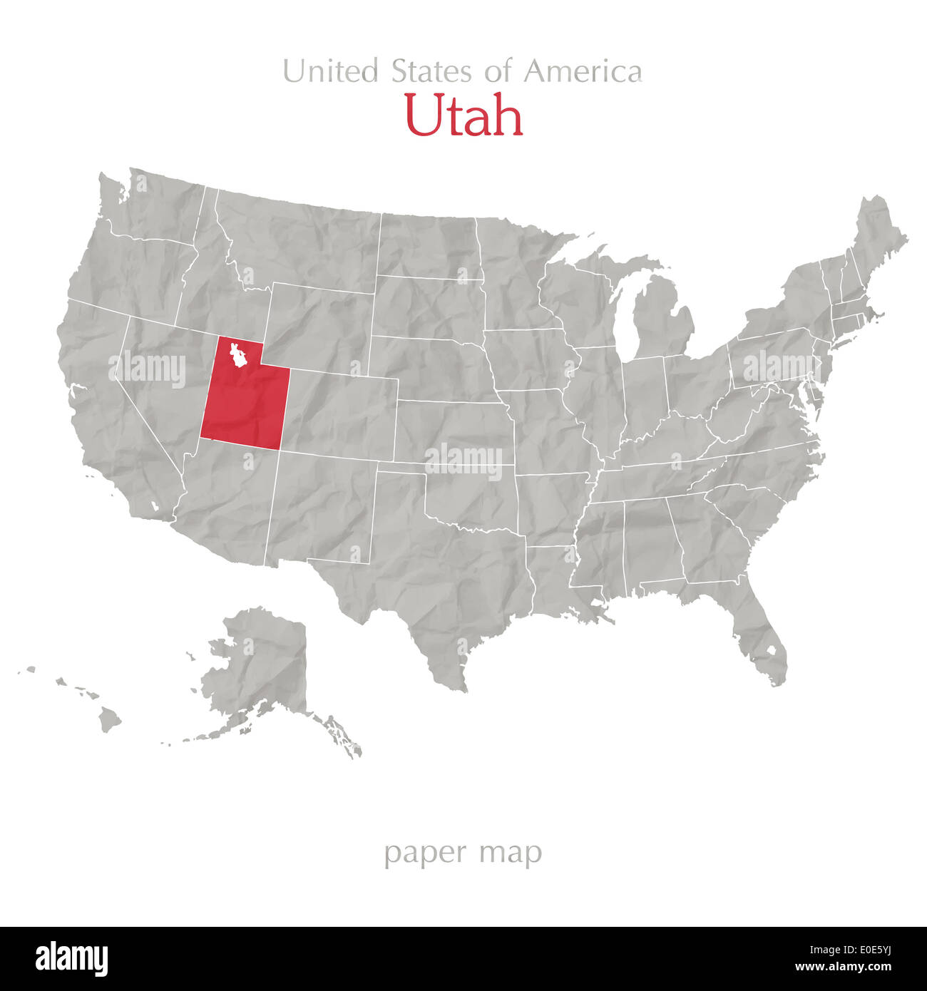 Stati Uniti d'America map Utah e territorio isolato su sfondo bianco Foto Stock
