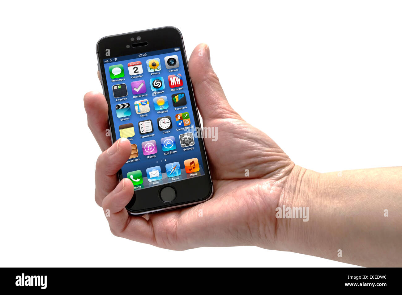 IPhone 5s in mano closeup su bianco Foto stock - Alamy