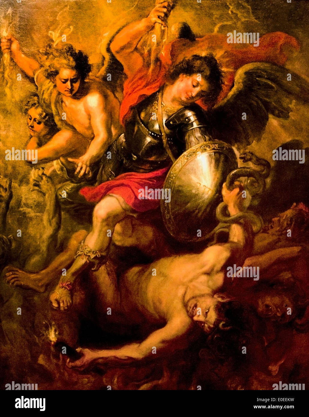 St Michael espulsione di Lucifero e gli angeli ribelli dal cielo 1622 Peter Paul Rubens 1577-1640 belga fiamminga del Belgio Foto Stock