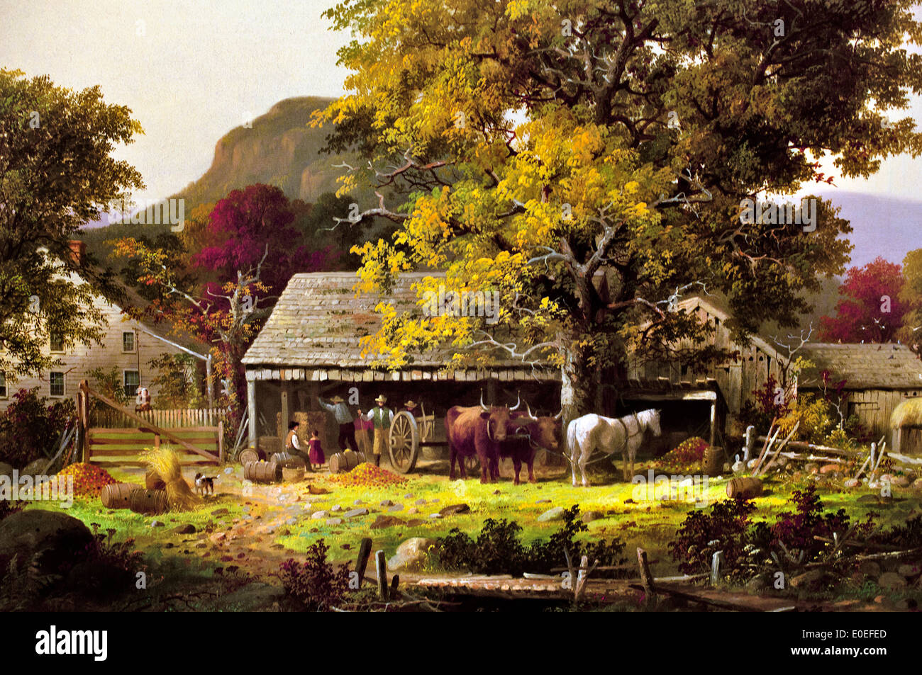 Autunno in New England, sidro rendendo 1863 George Henry Durrie 1820 -1863 American Stati Uniti d'America Foto Stock