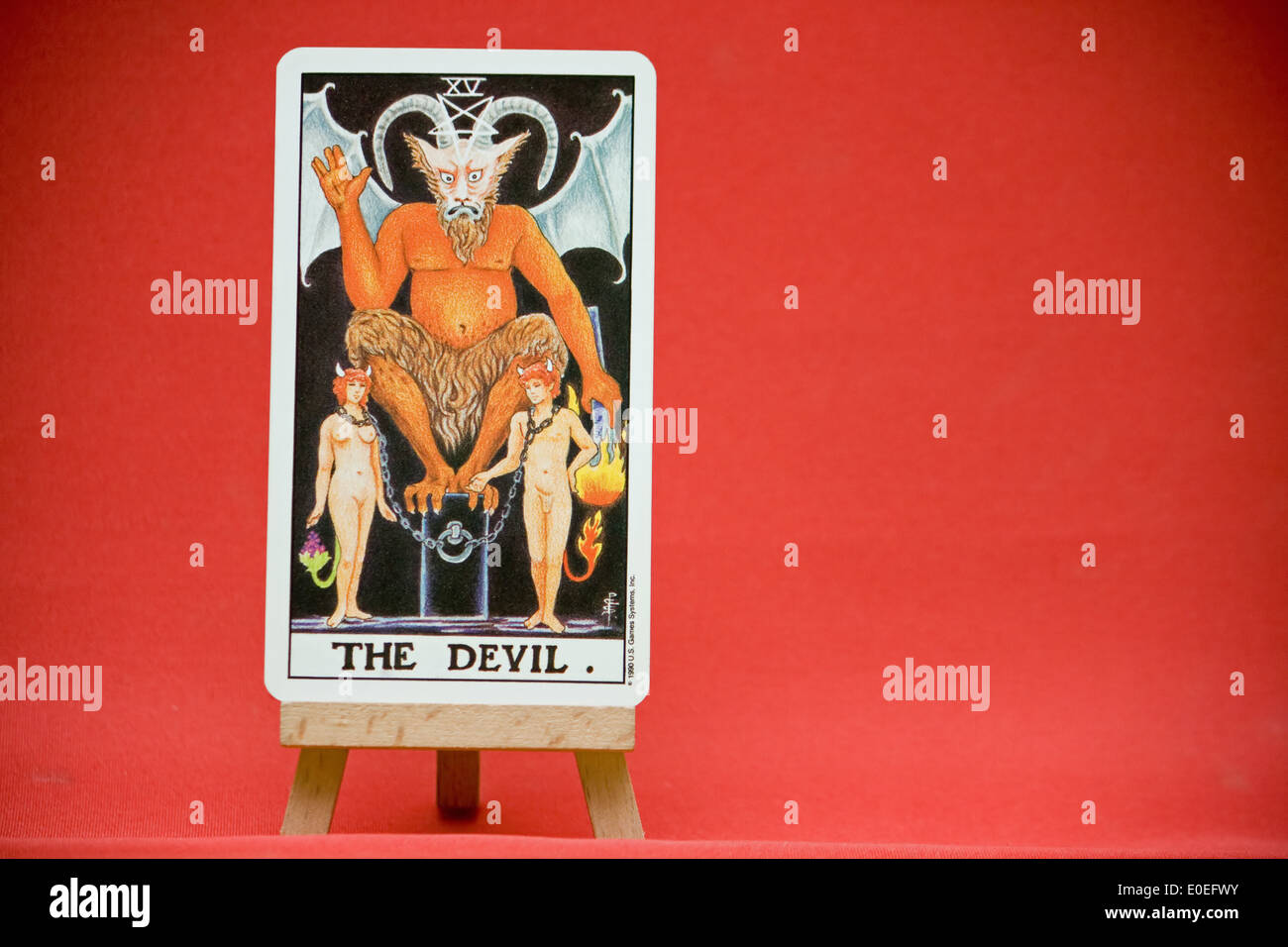 Il Diavolo. Un Arcani Maggiori card dalla Universal Waite deck. Foto Stock