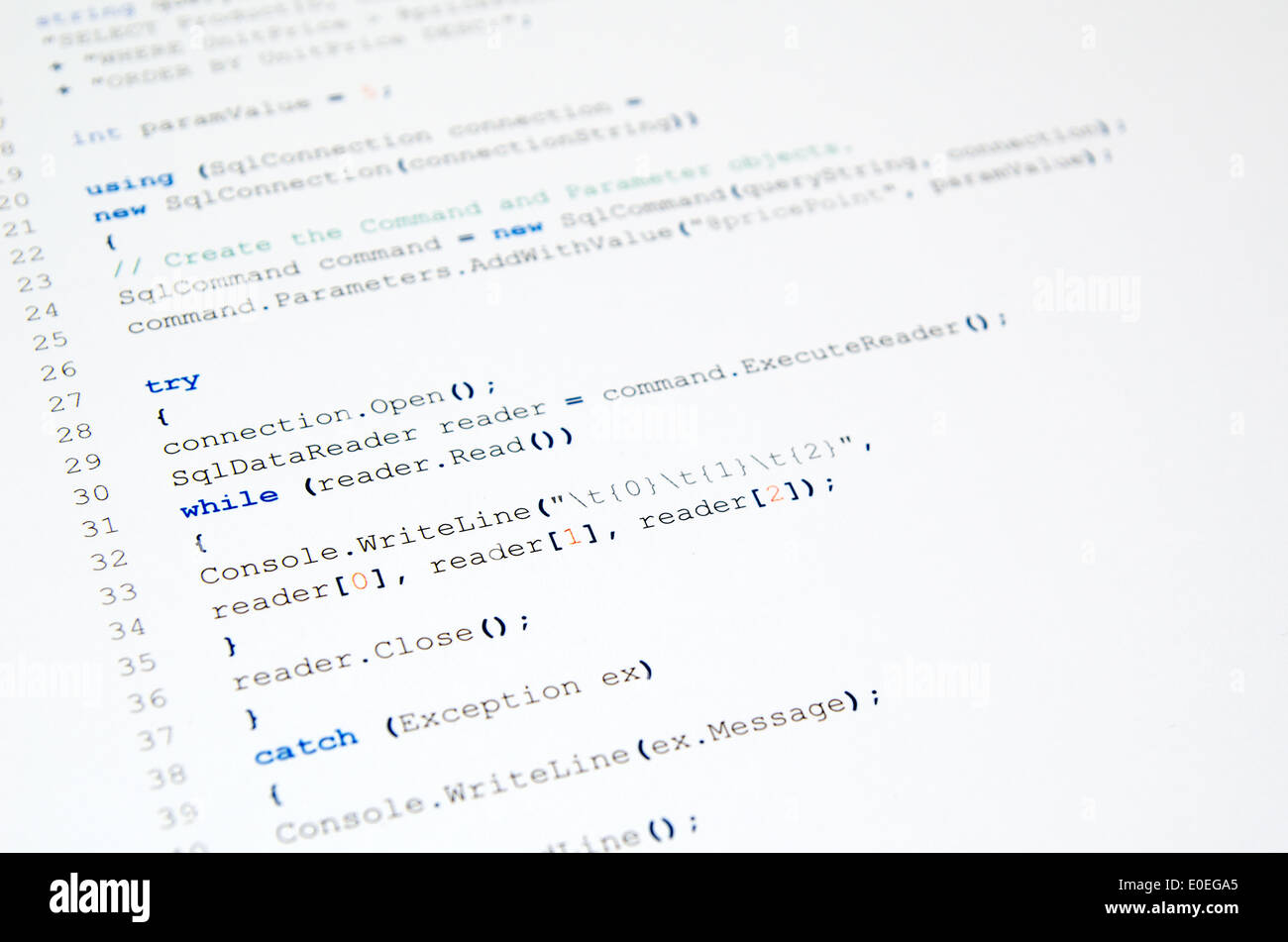 Codice di linguaggio PHP su sfondo bianco Foto Stock