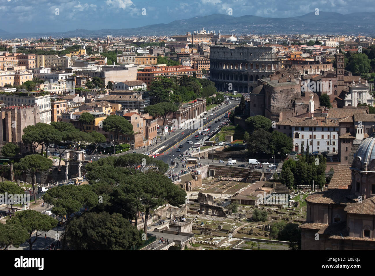 Via dei Fori Imperiali, Rom, Italien - Via dei Fori Imperiali di Roma, Italia Foto Stock