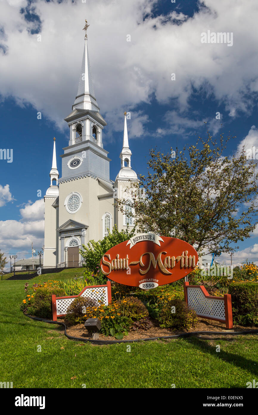La Chiesa cattolica in Saint Martin in Eastern Townships del Québec in Canada. Foto Stock