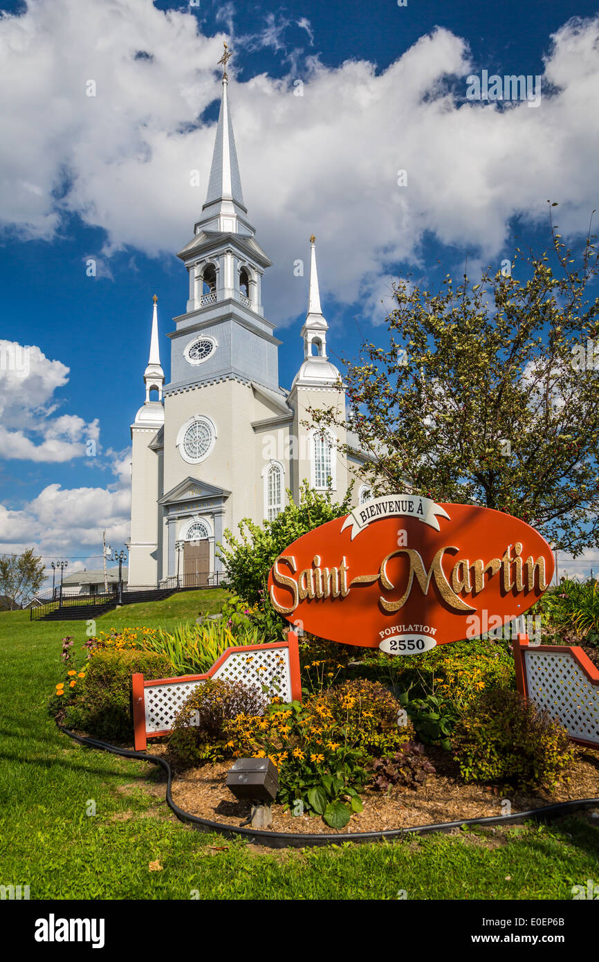 La Chiesa cattolica in Saint Martin in Eastern Townships del Québec in Canada. Foto Stock