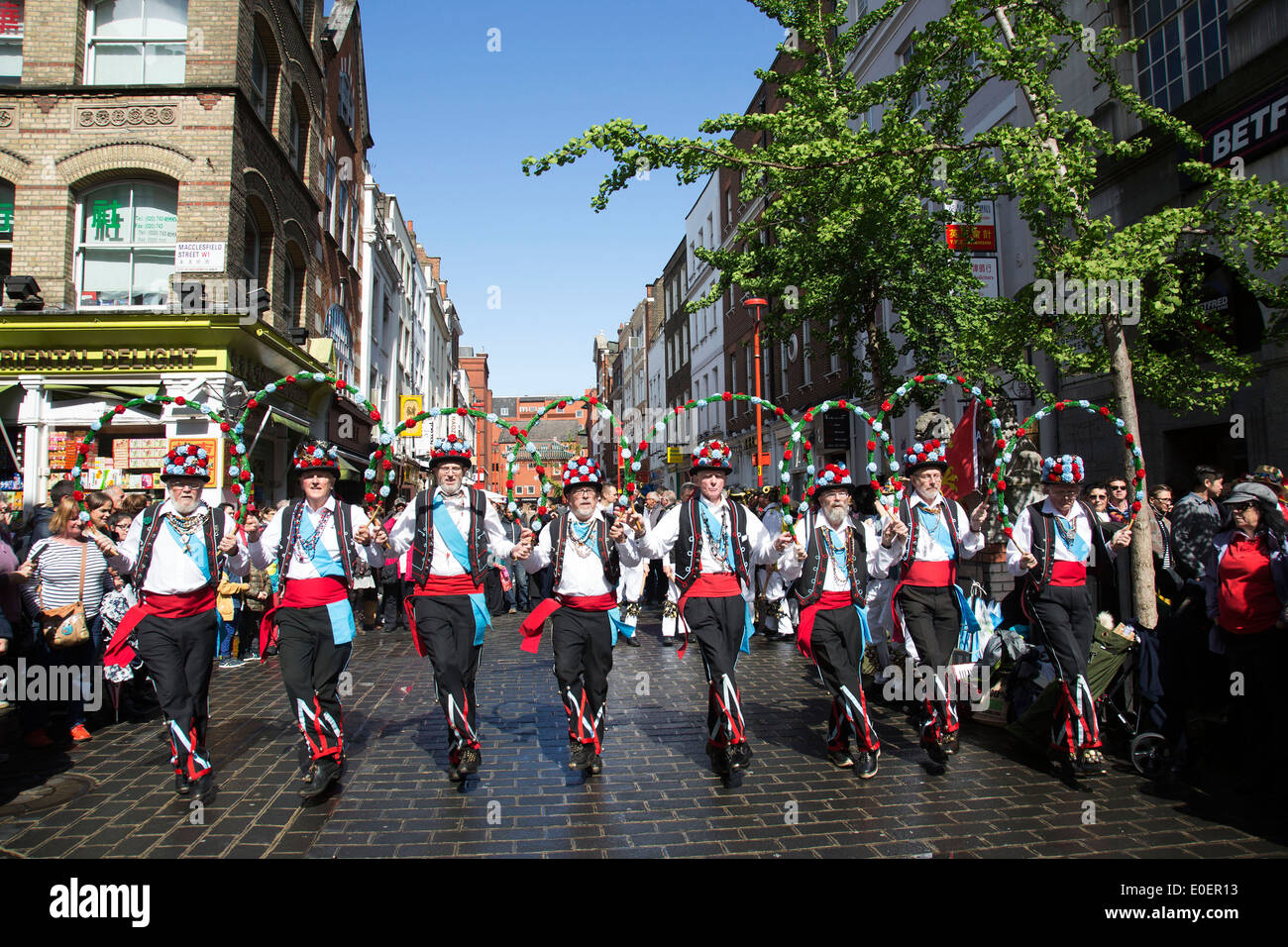 Morris ballerini giorno della danza in Londra, Regno Unito. Foto Stock