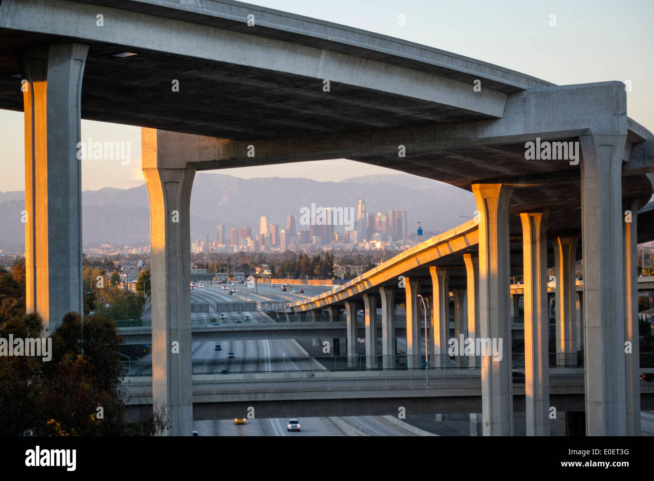 Los Angeles California, Interstate 110 105, i-110 i-105, Harbor Freeway, autostrada, cavalcavia, autostrada, autostrada, interscambio, incrocio, strada sopraelevata, curva, sup Foto Stock