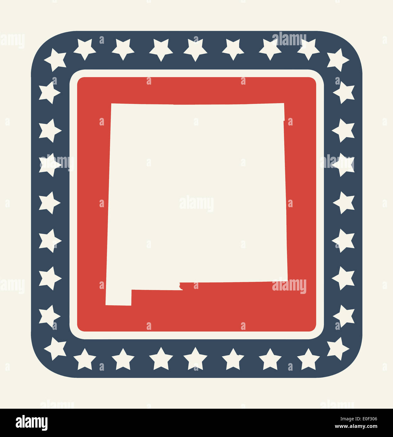 Nuovo Messico membro pulsante sulla bandiera americana in flat web design di stile, isolati su sfondo bianco. Foto Stock