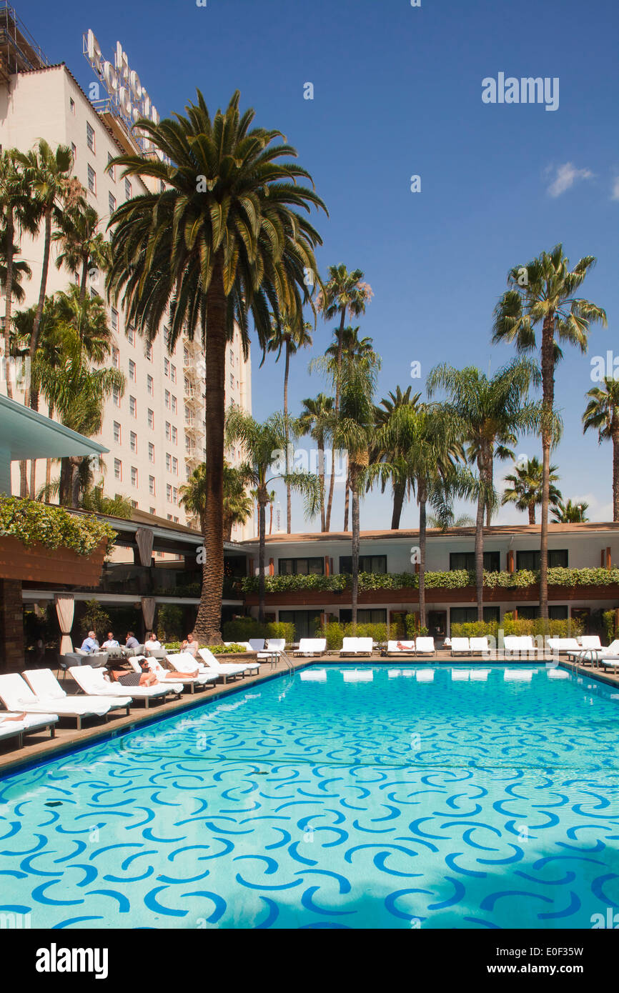 Piscina, Roosevelt Hotel Hollywood Boulevard, Hollywood, Los Angeles, California, Stati Uniti d'America Foto Stock