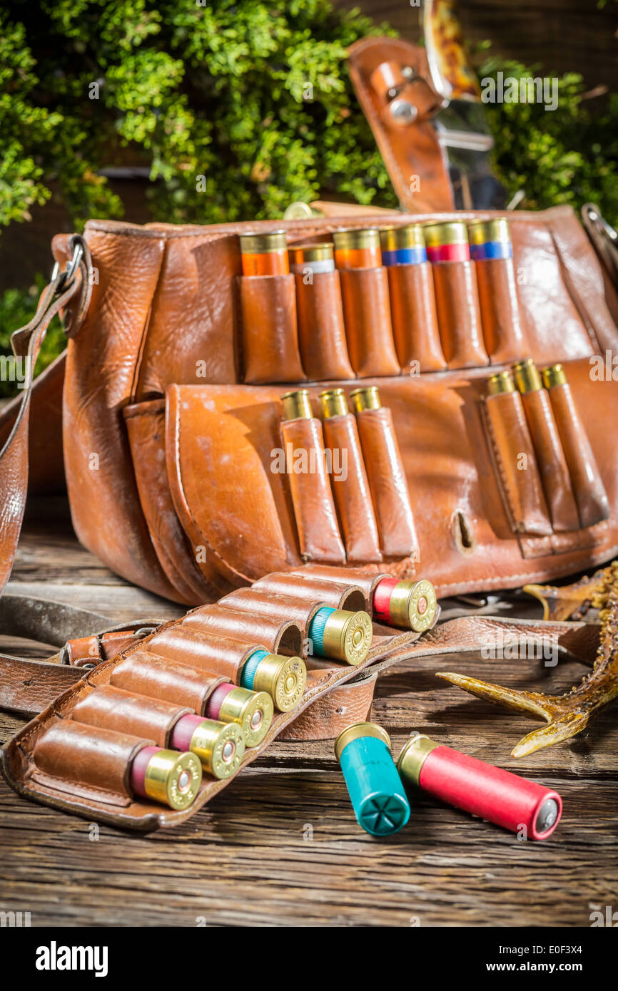 Cartuccia nastro e borsa caccia Foto Stock