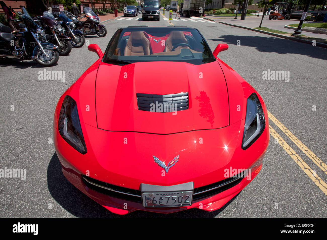 2014 Chevy Corvette Convertibile Vista frontale - USA Foto Stock