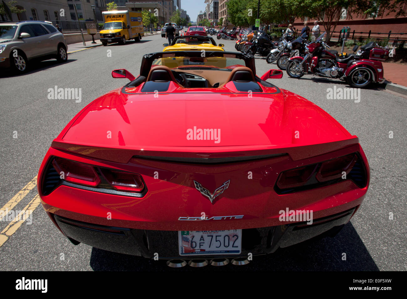 2014 Chevy Corvette Convertibile vista posteriore - USA Foto Stock