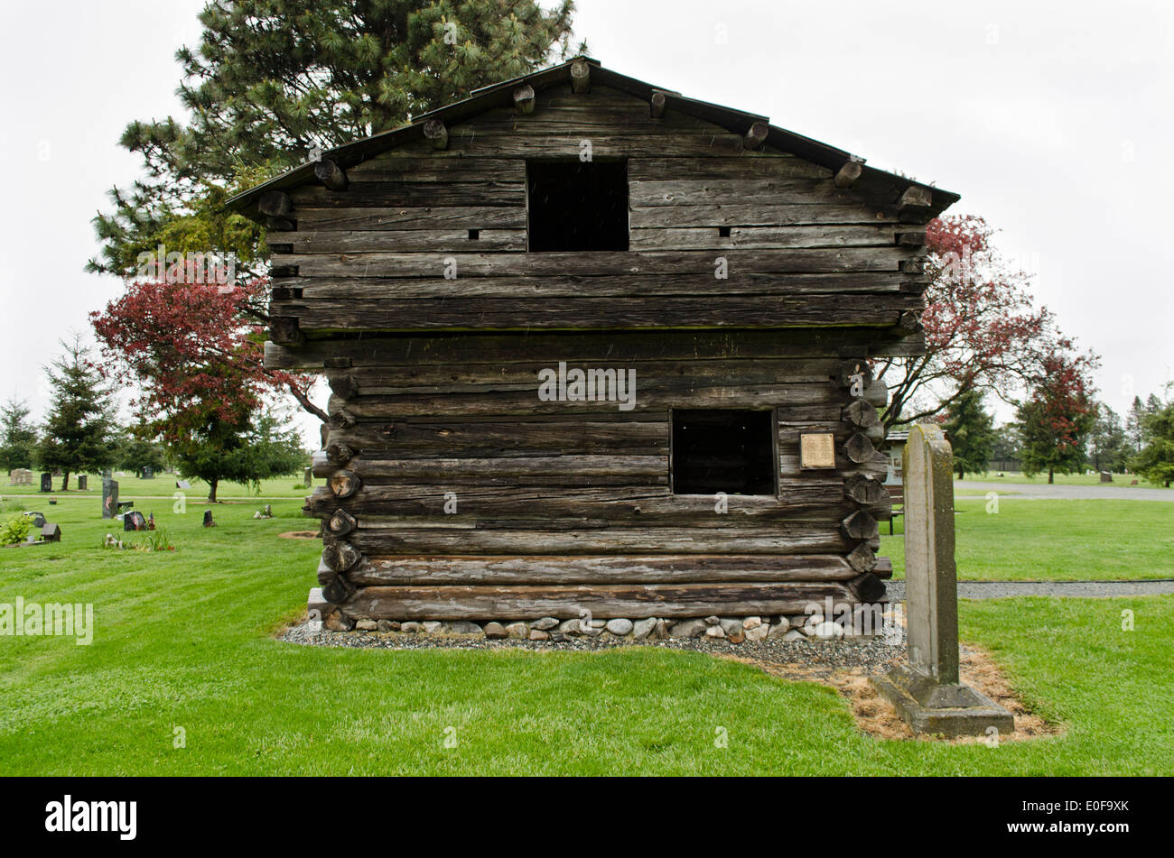 Davis storico fortino a Ebey's Landing sulla Whidbey Island, nello Stato di Washington, U.S.A. Da Sunnyside cimitero. Foto Stock