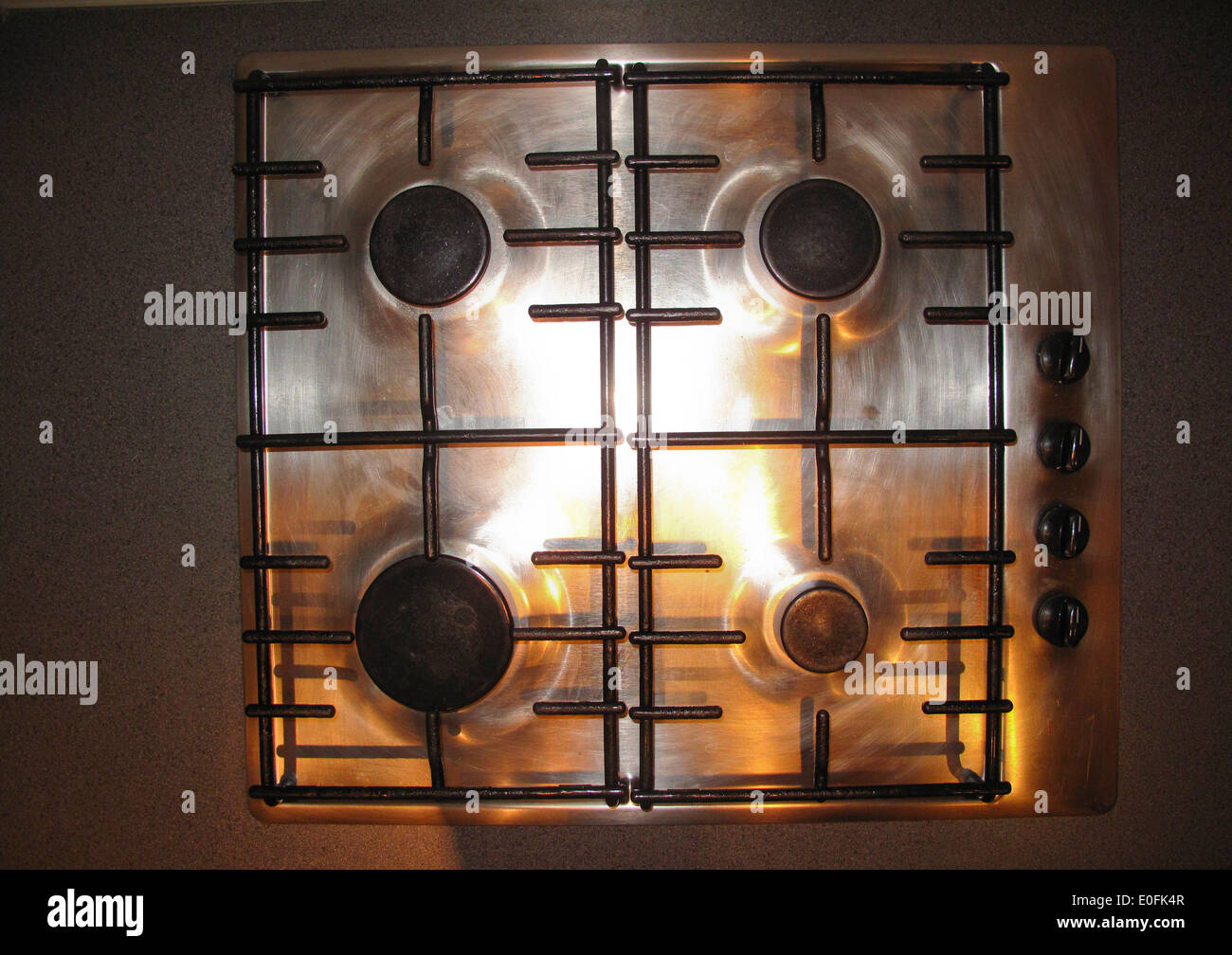 Built-in cucina a gas di cottura Foto Stock