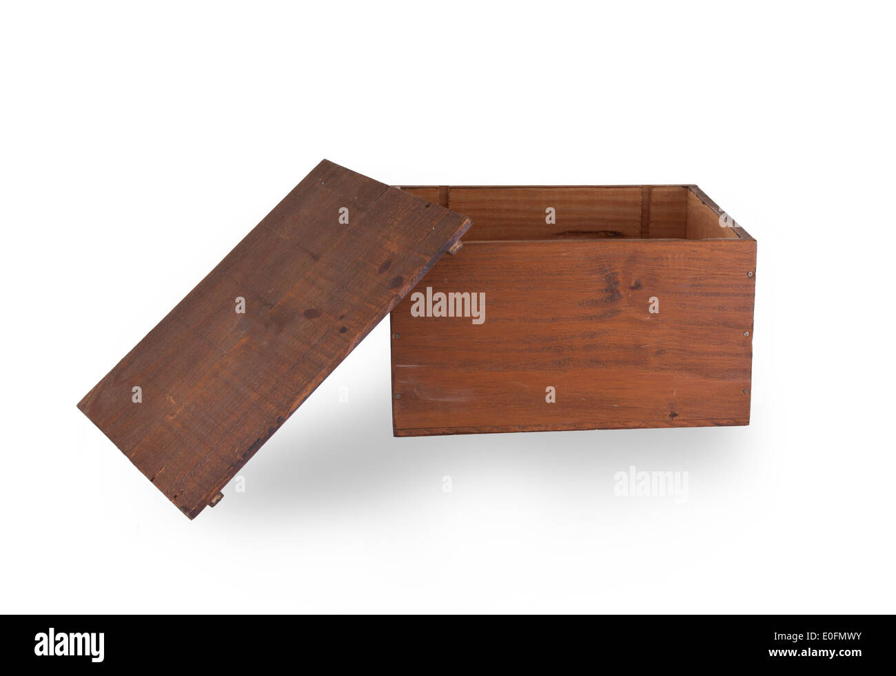 Casse di legno isolato su uno sfondo bianco, camera per il testo Foto Stock