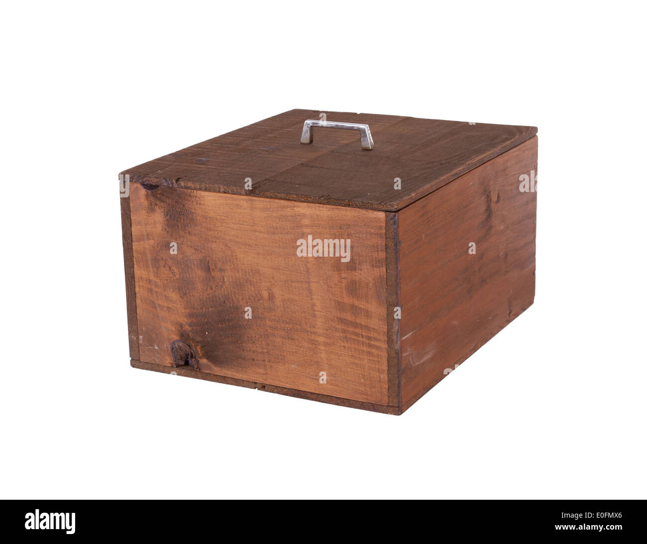 Casse di legno isolato su uno sfondo bianco, camera per il testo Foto Stock