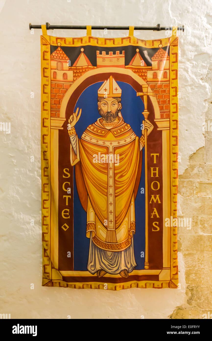 Arazzo nella grande torre del castello di Dover nel Kent Foto Stock