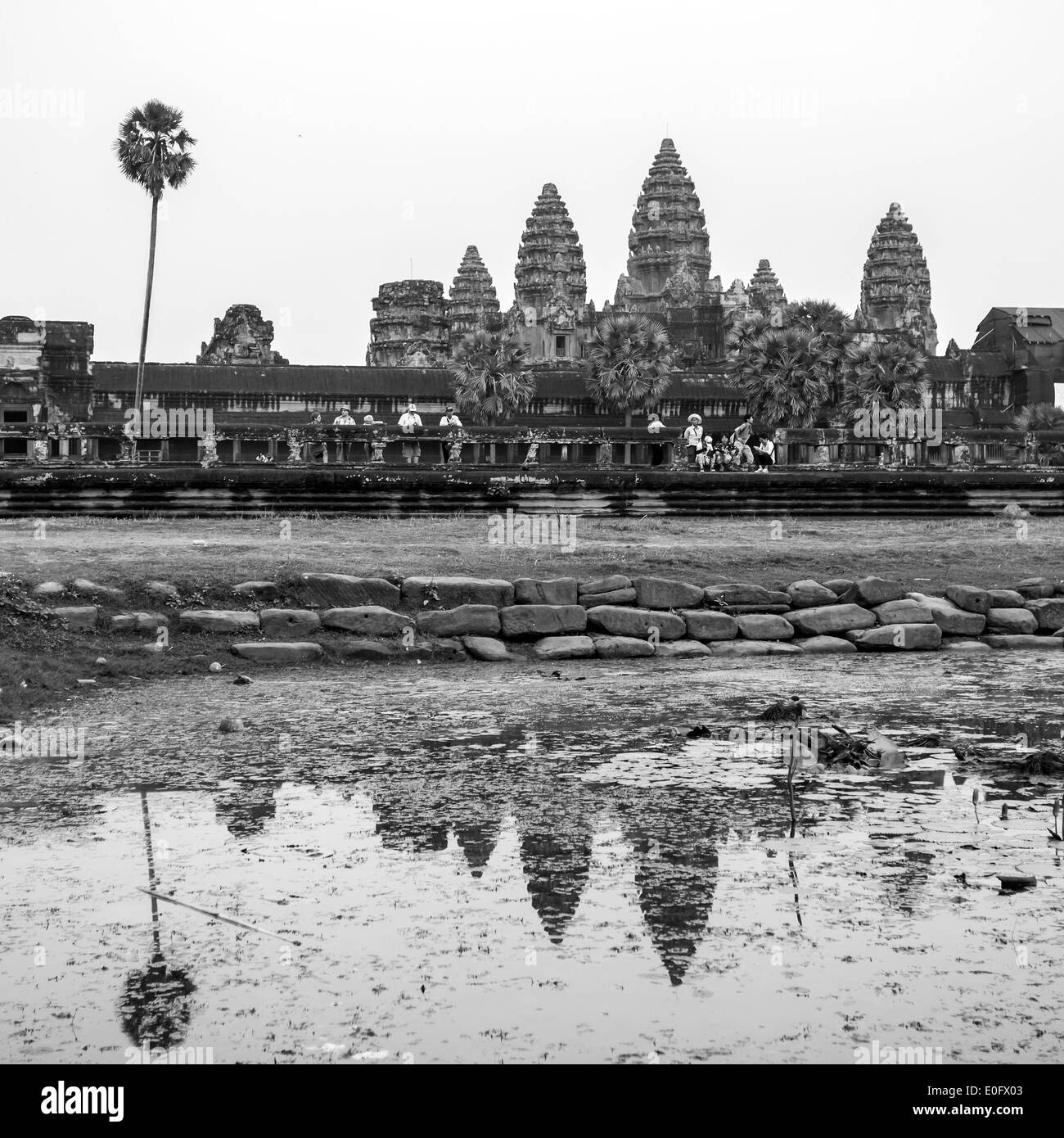 Angkor Wat, Siem Reap, Cambogia. Foto in bianco e nero Foto Stock