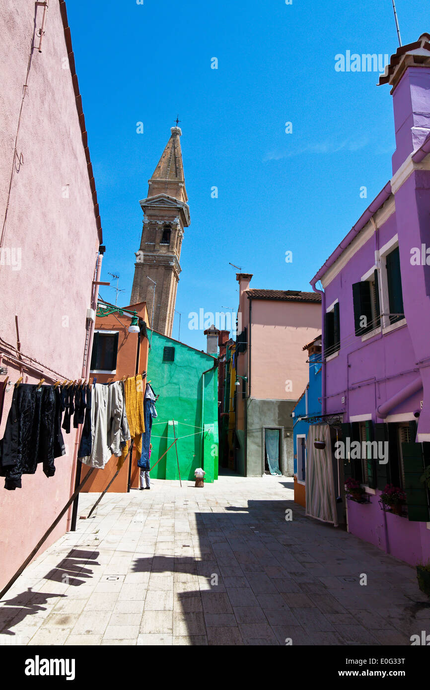 Il che vale la pena visitare la città di Venezia in Italia. Isola di Burano, Die sehenswerte Stadt Venedig in Italien. Insel Burano Foto Stock