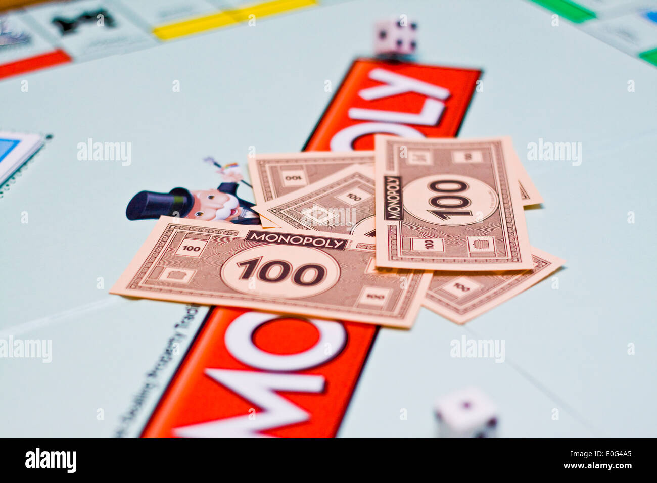 Un gioco del monopoli in corso Foto Stock