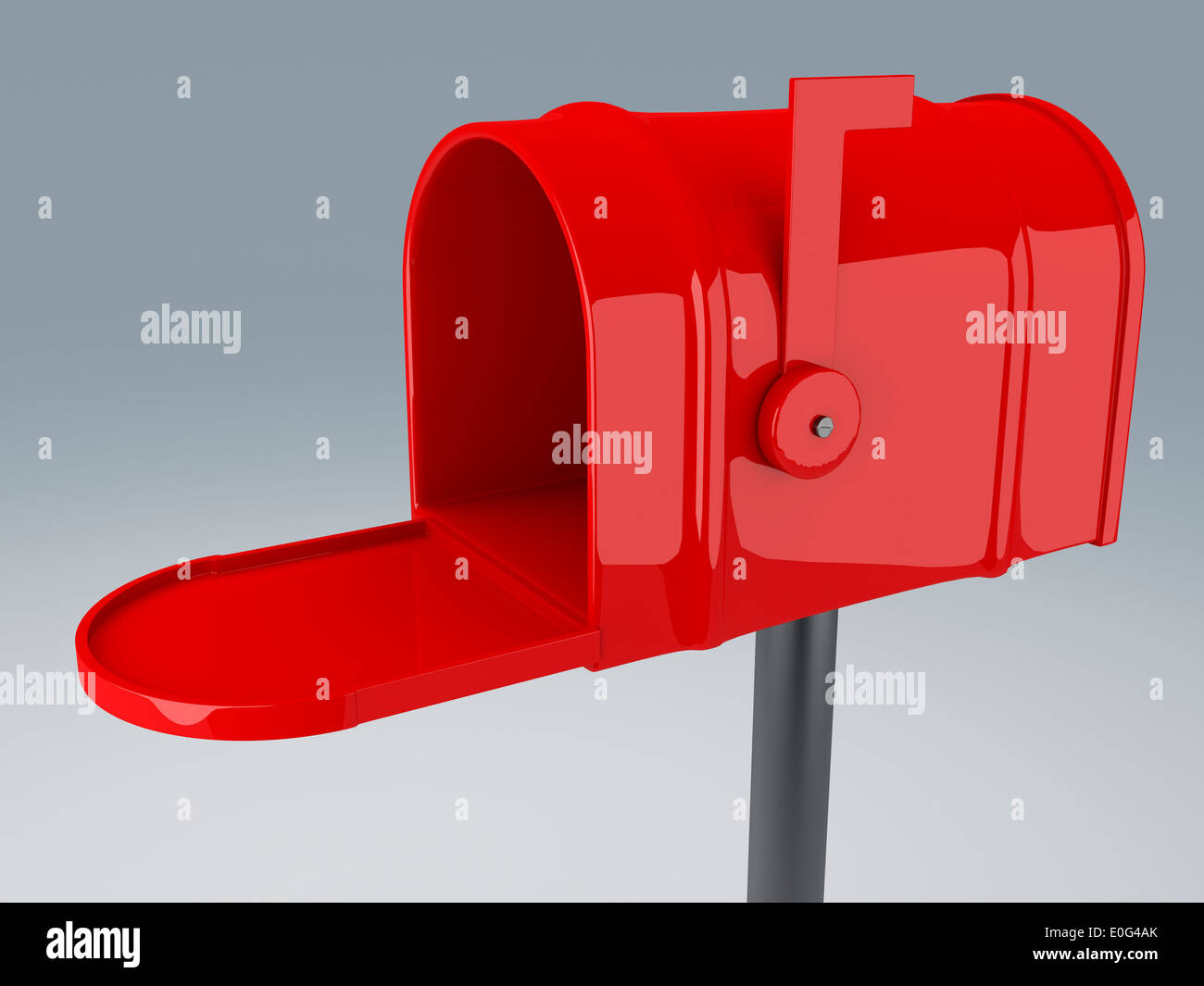 Immagine di aperto rosso nella casella di posta. 3D illustrazione Foto Stock