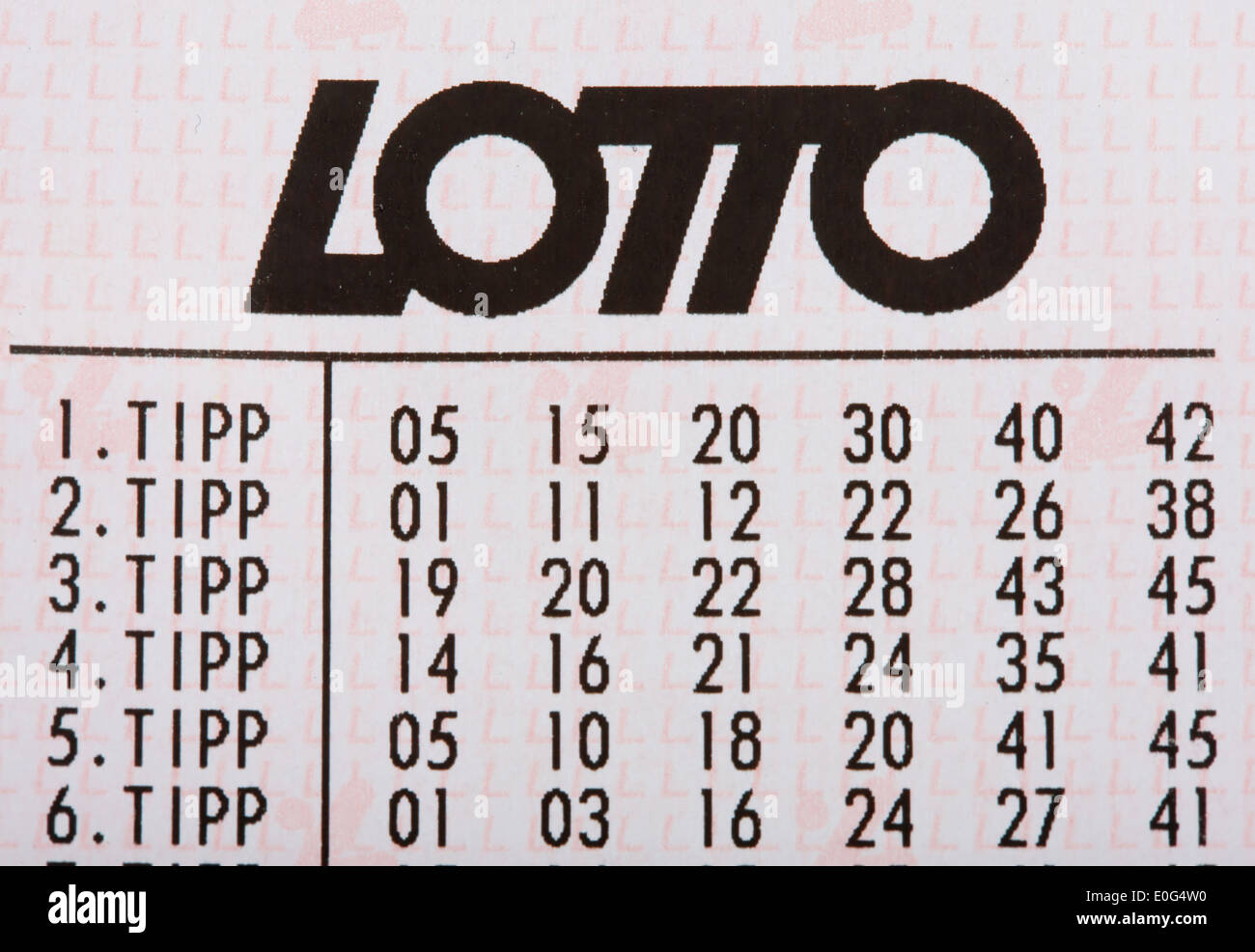 "Austriaco lotteria coupon; ', 'oesterreichischer Lottoschein; ' Foto Stock