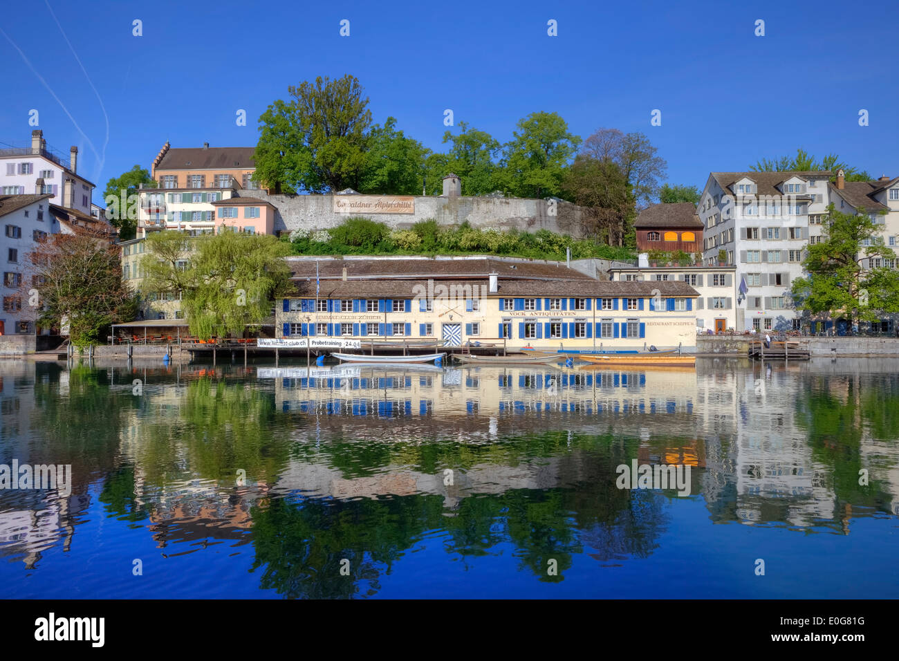 Zurigo, Schipfe, città vecchia, Limmat, Svizzera Foto Stock