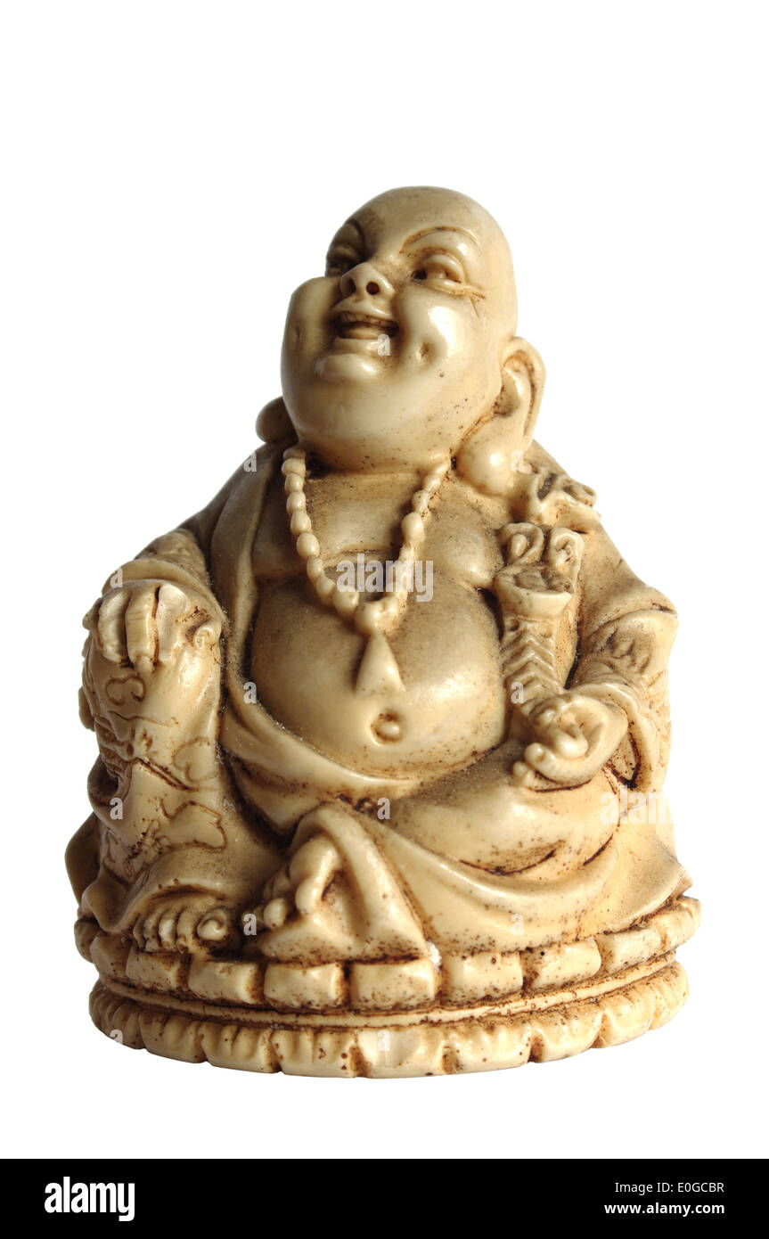 Statua di budda su sfondo bianco Foto Stock