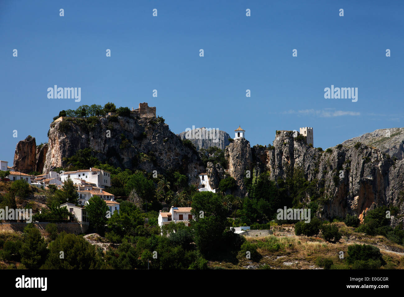 Villaggio di montagna, Guadalest, PROVINCIA Alicante, Spagna Foto Stock